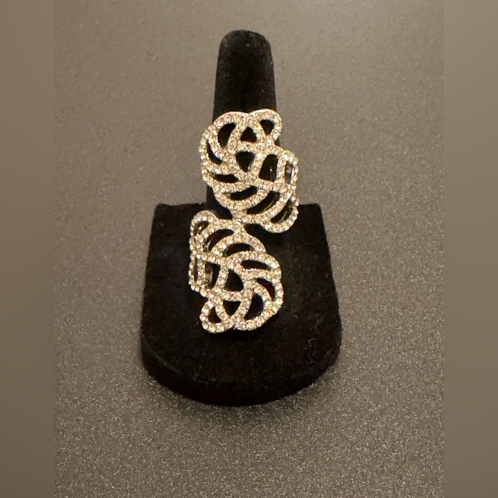 Adjustable Double Butterfly Statement Ring Rhines… - image 3